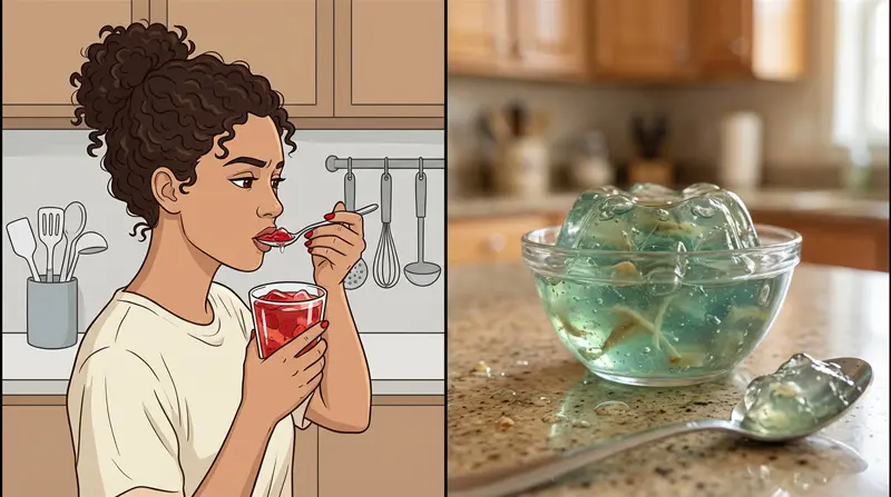 Glass of a prepared gelatin drink